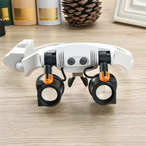 Headband Head Magnifier 8 Lens LED Light Jeweler Glasses