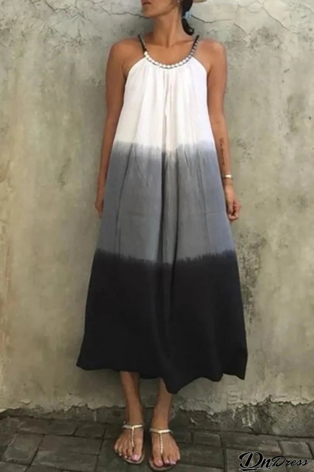 Womens Casual Tie Dye Slip Dress And Cardigan