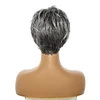 New Glueless Salt and Pepper Short Straight Bob Pixe Cut Wig
