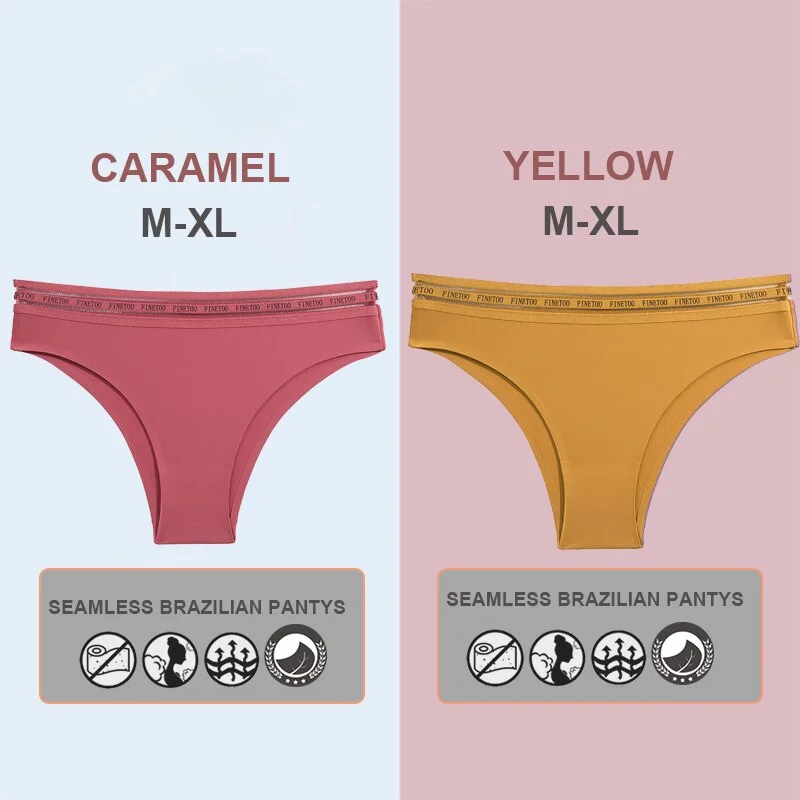FINETOO 2PCS/Set Women Seamless Lingerie Letter Underpants Ladies 6 Solid Colors M-XL Woman Sexy Panties Briefs Underwear Thong