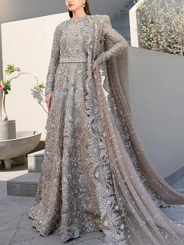 Round Neck Sequined Long Sleeve Lace Dress