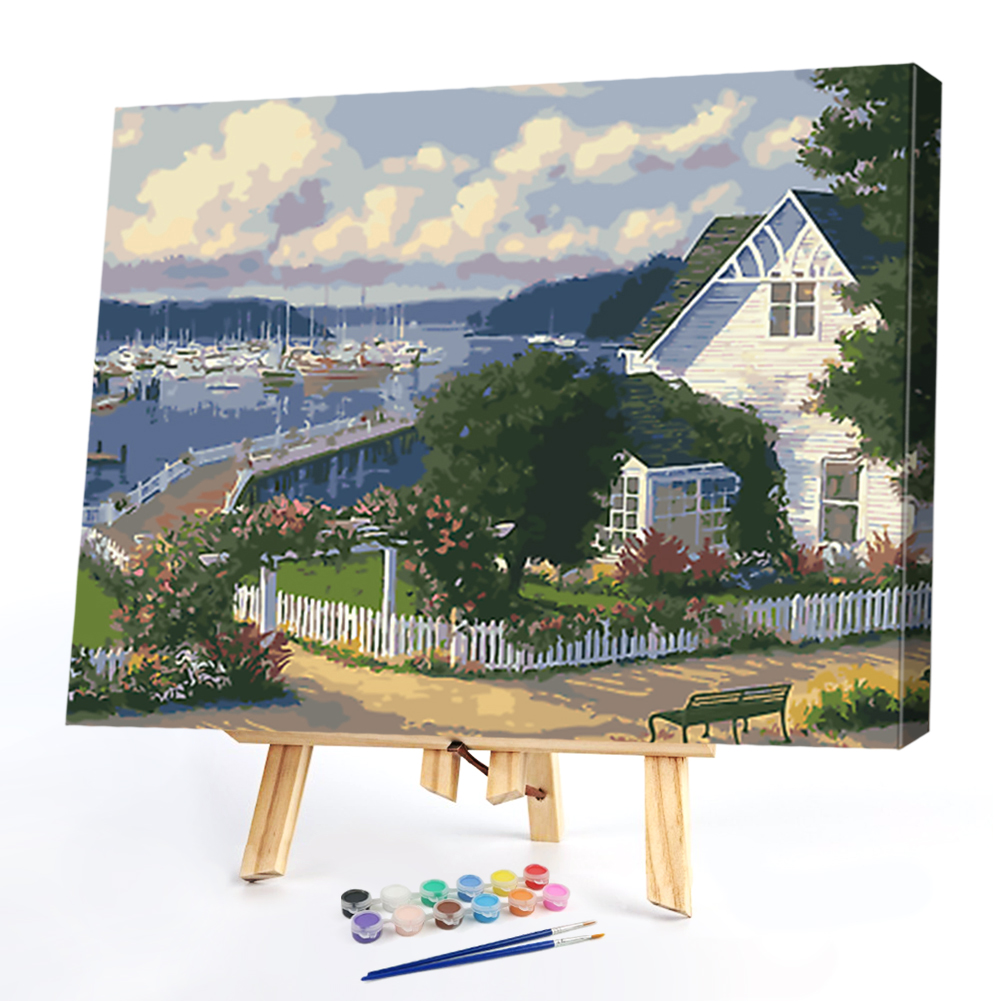 

50*40CM Paint By Numbers-Wharf House, 501 Original