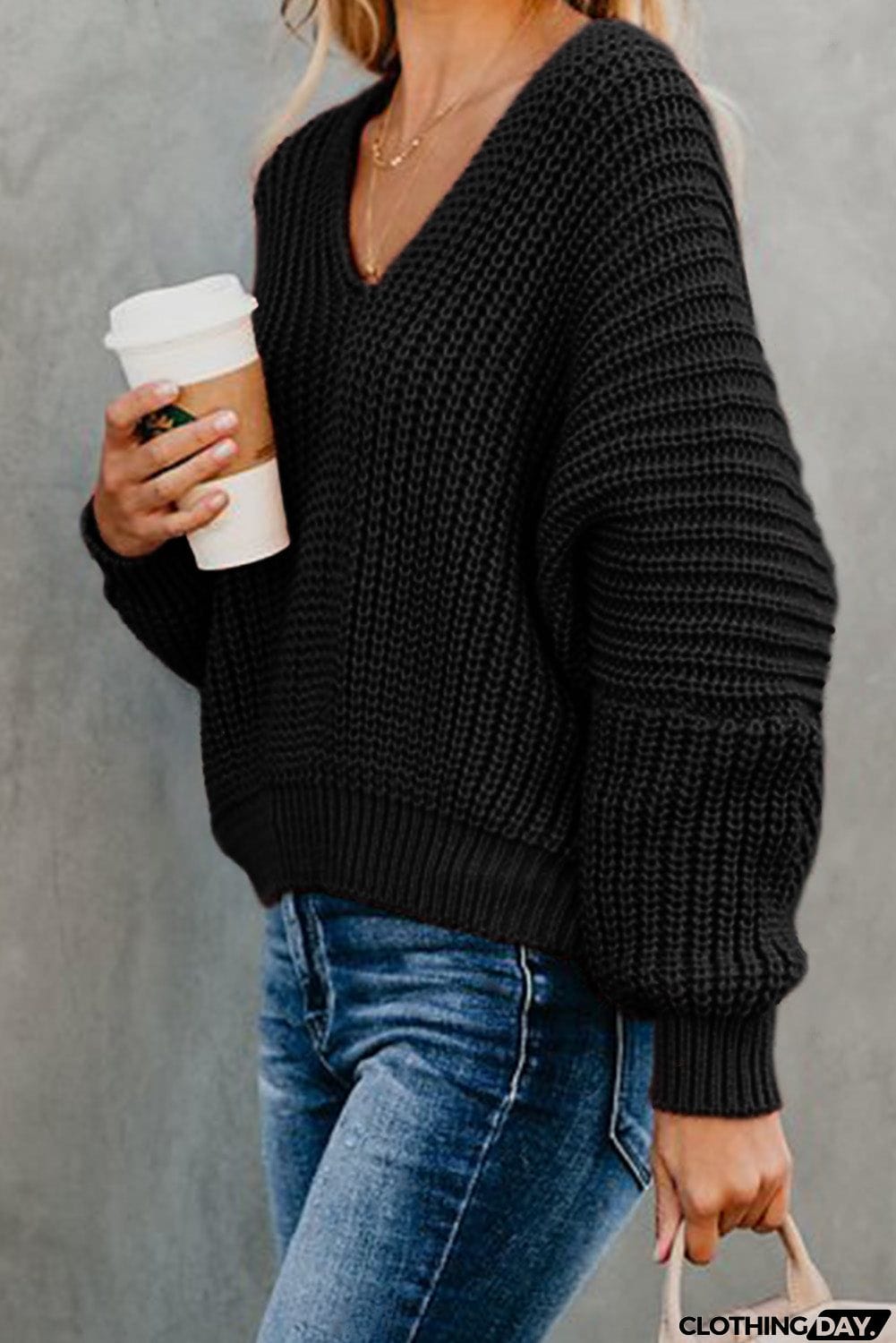 Carry On Knit V Neck Pullover Sweater