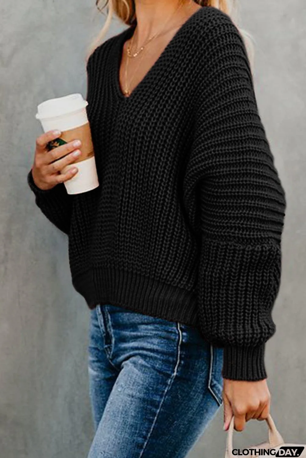 Carry On Knit V Neck Pullover Sweater