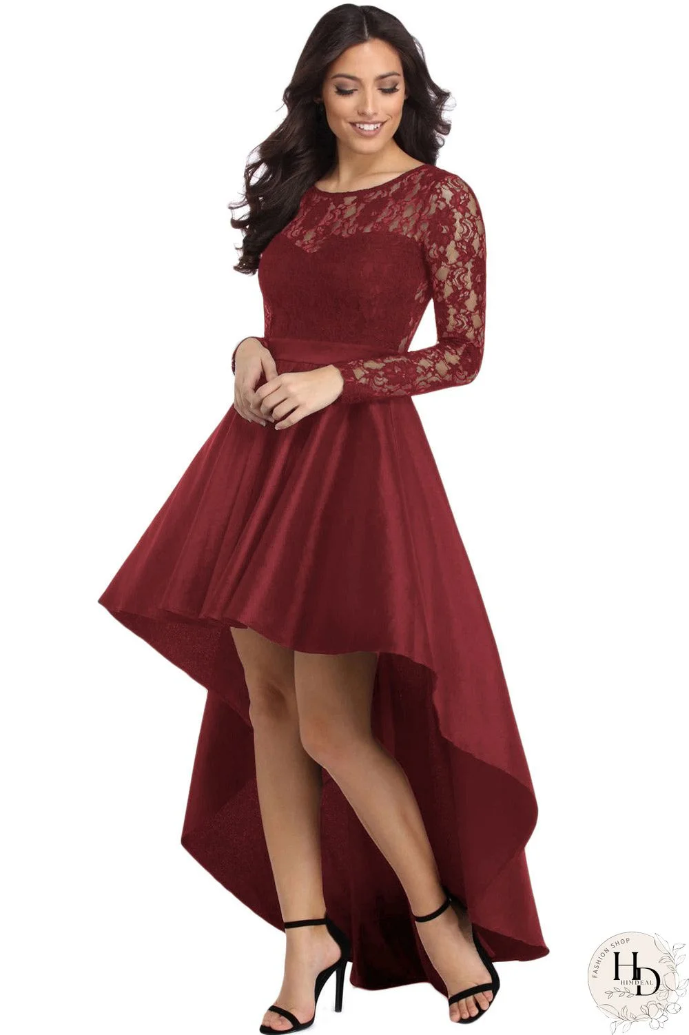 Sexy Lace Panel High Low Graduation Dress