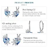 925 Sterling Silver Blue Crystal Heart Ear Buckles 