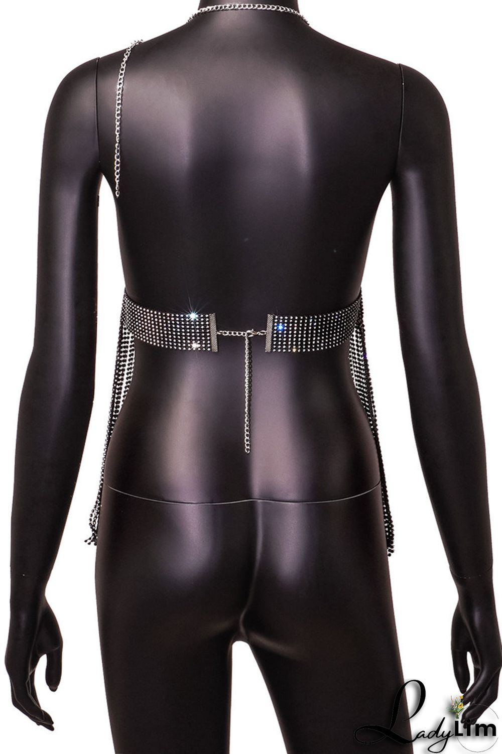 Pink Fashion Sexy Patchwork Tassel Backless Halter Tops