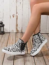 Casual Lace-up Decor Fringe High Top Canvas Shoes with Side Zip