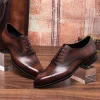 Luxury Brown Mens Formal Business Shoes Genuine Leather