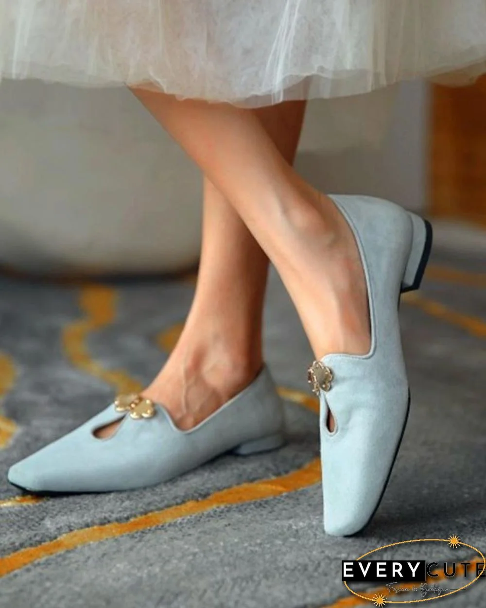 Suede Square Toes Loafers Slip-on