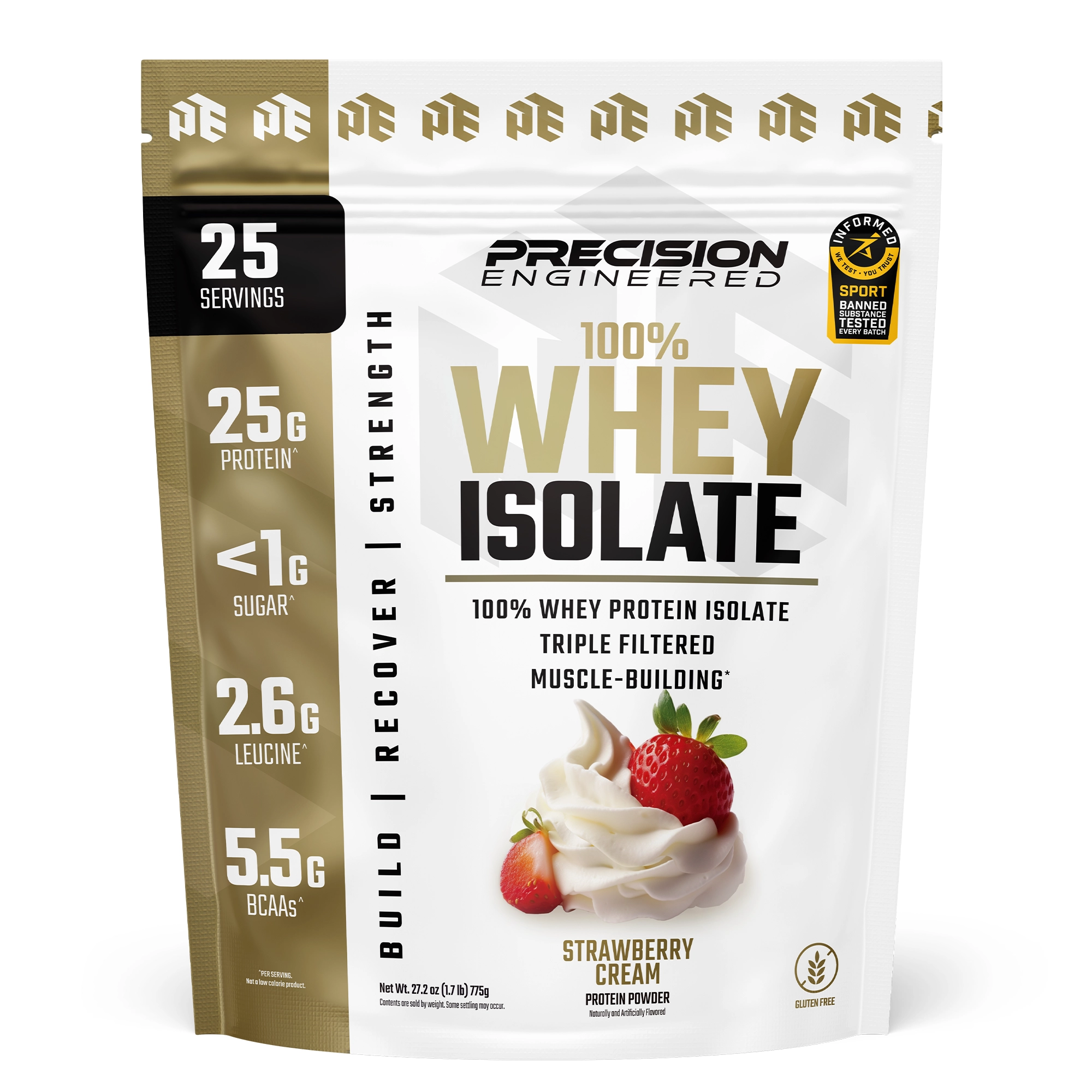 Whey Protein Isolate Strawberry - 25 Servings - 100% Whey Protein Isolate, Triple Filtered, Muscle-building