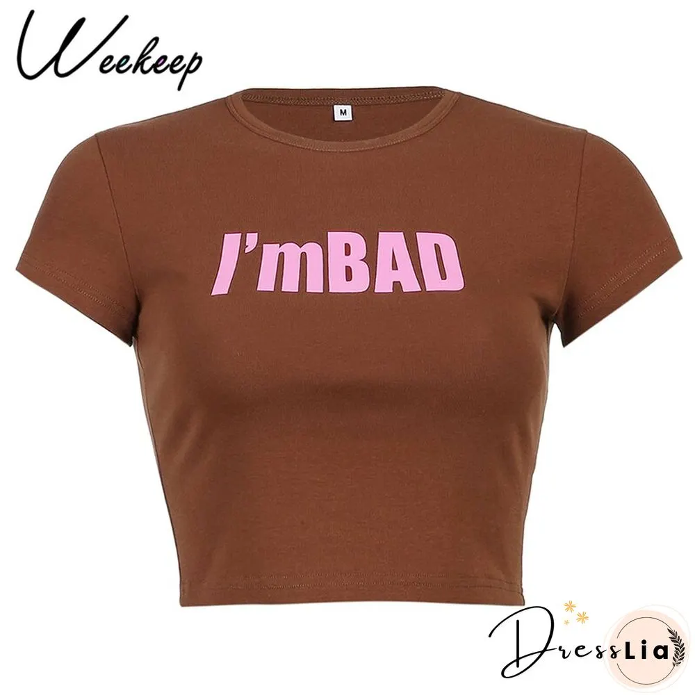 Womens White Short Sleeve Shirt Cropped Embroidery O-Neck Knitted T-Shirt