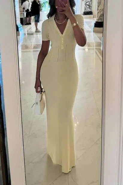 Short Sleeve Slim Fit Maxi Dress