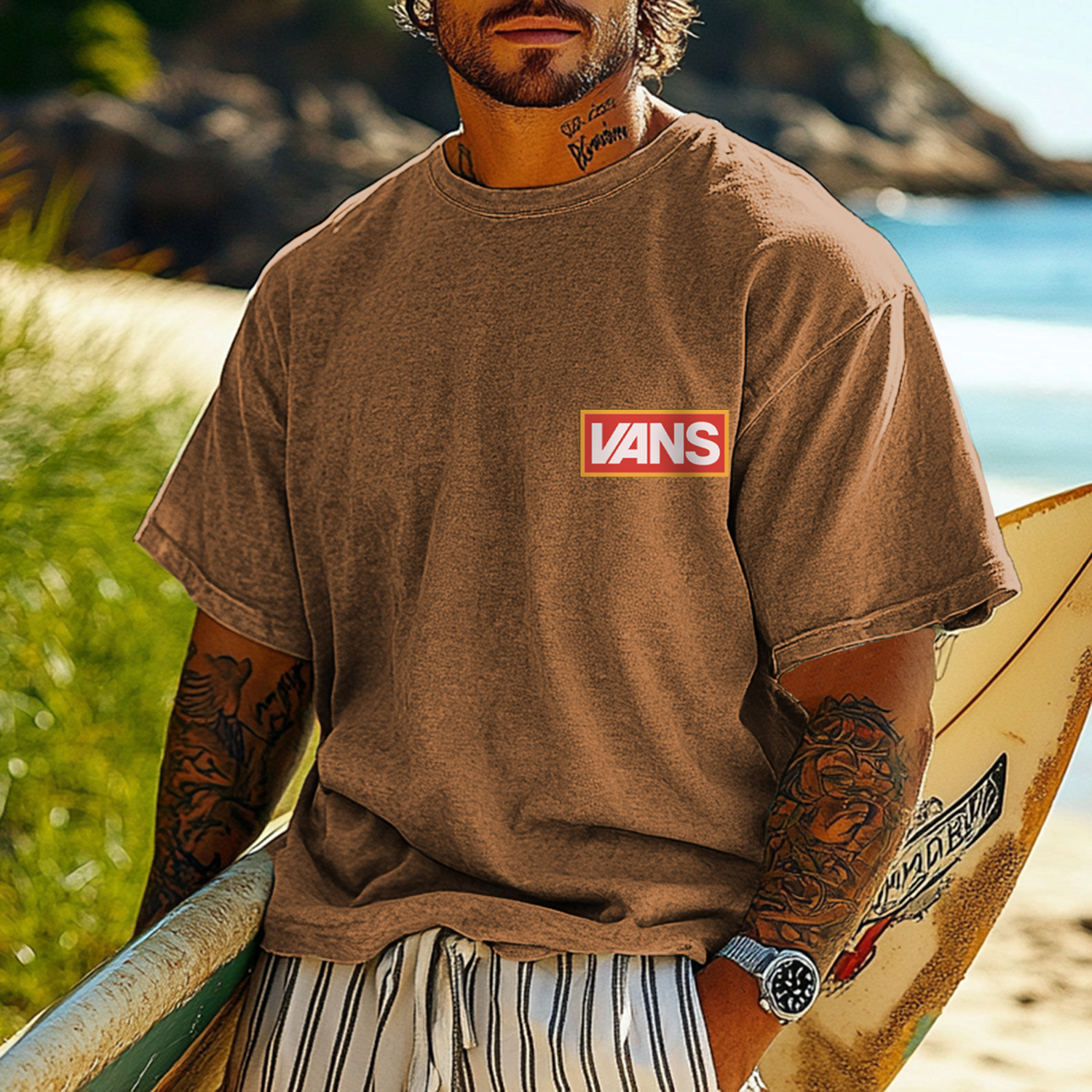 Branded Vacation Distressed Loose T-shirt / TECHWEAR CLUB / Techwear