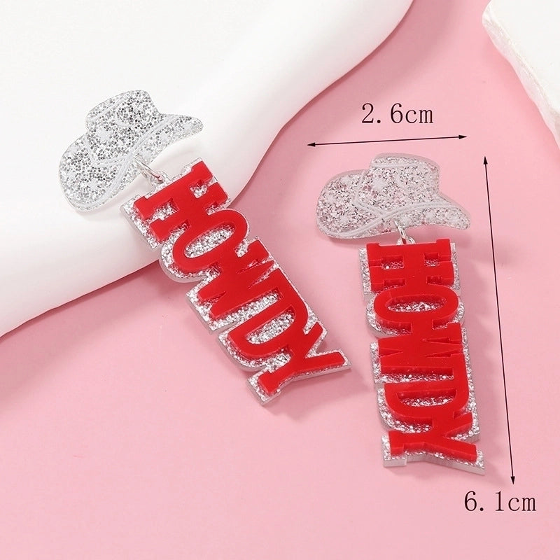 Autumn And Winter Colorful Cute Girl Acrylic Earrings Cowboy Hat Letter Earrings Earrings