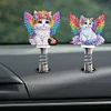5Pcs Diamond Painting 2D Flat Angel Cat Shake Car Ornaments for Center Console