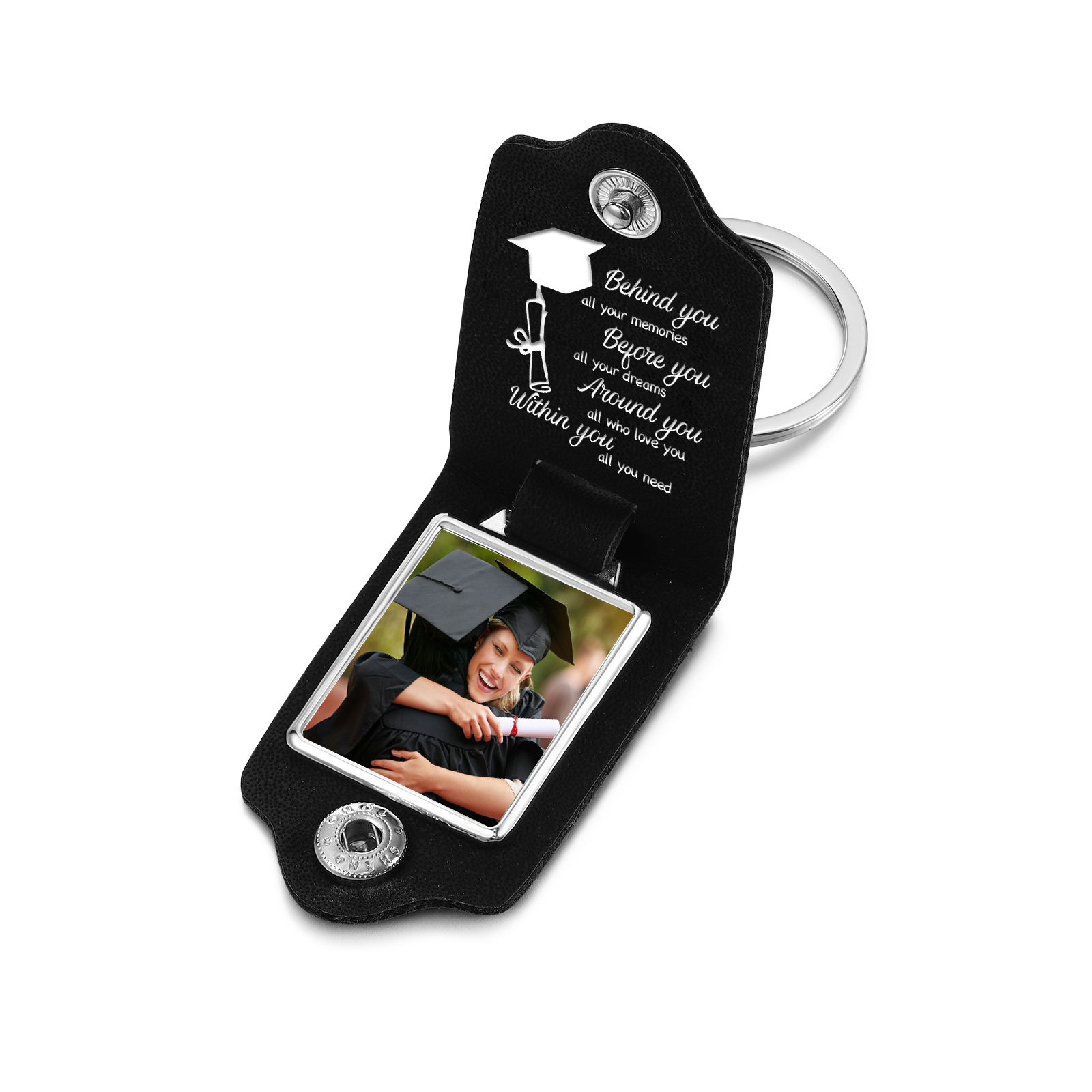 Personalised Graduation Leather Keychain Custom Name & Photo Keychain Graduation Gift for Him/Her-Jessemade AU