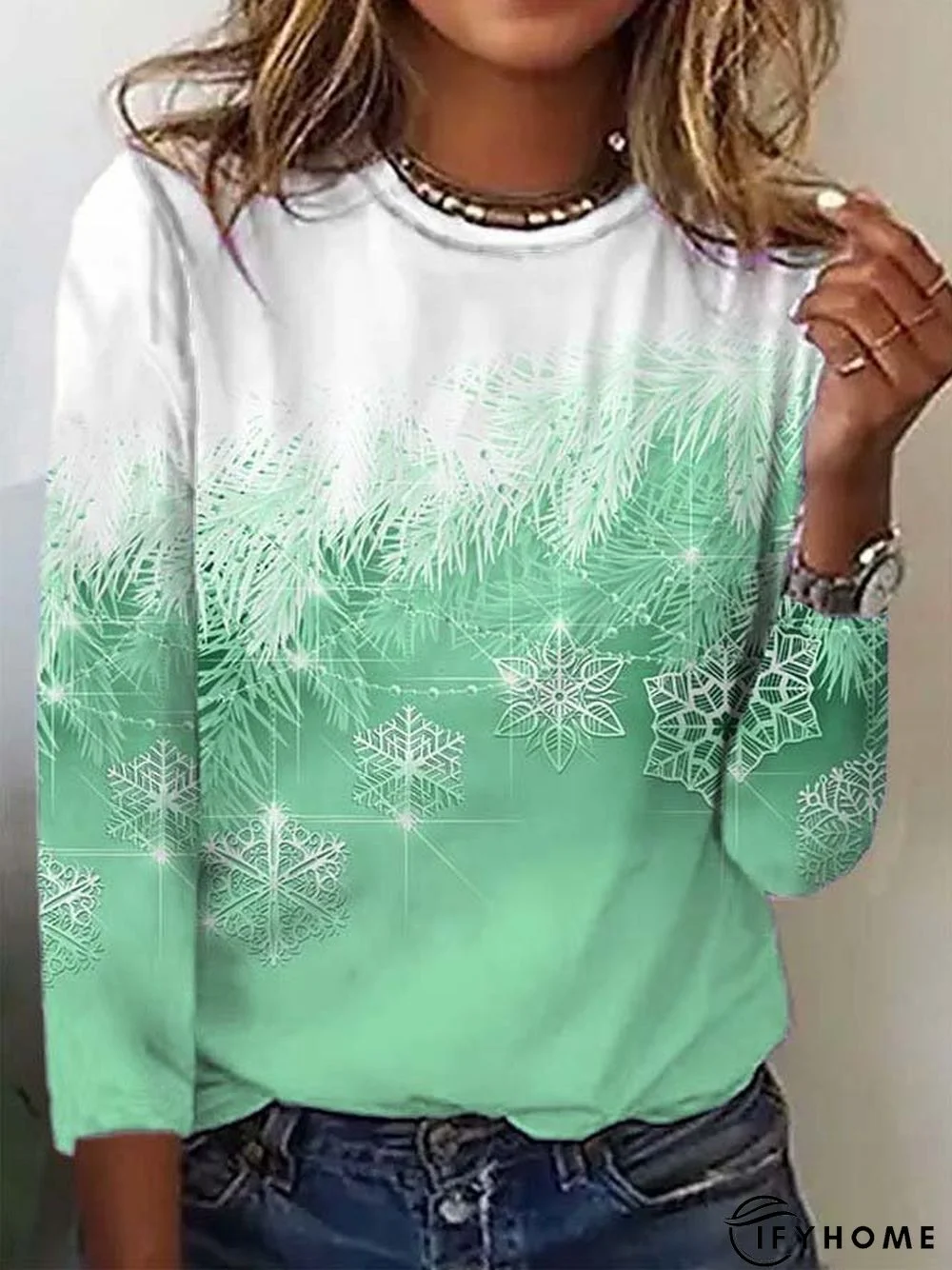 Casual Christmas Long sleeve T-Shirt Xmas T-shirt | IFYHOME