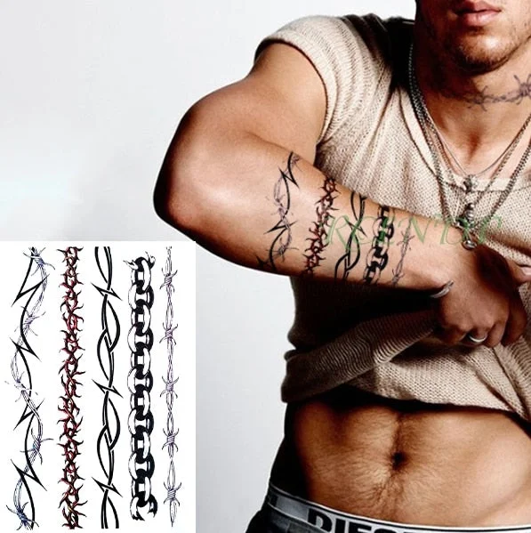 Waterproof Temporary Tattoo Sticker stripe Bar code streak line Fake Tatto Flash Tatoo Totem Back leg Abdomen Arm for Men Women