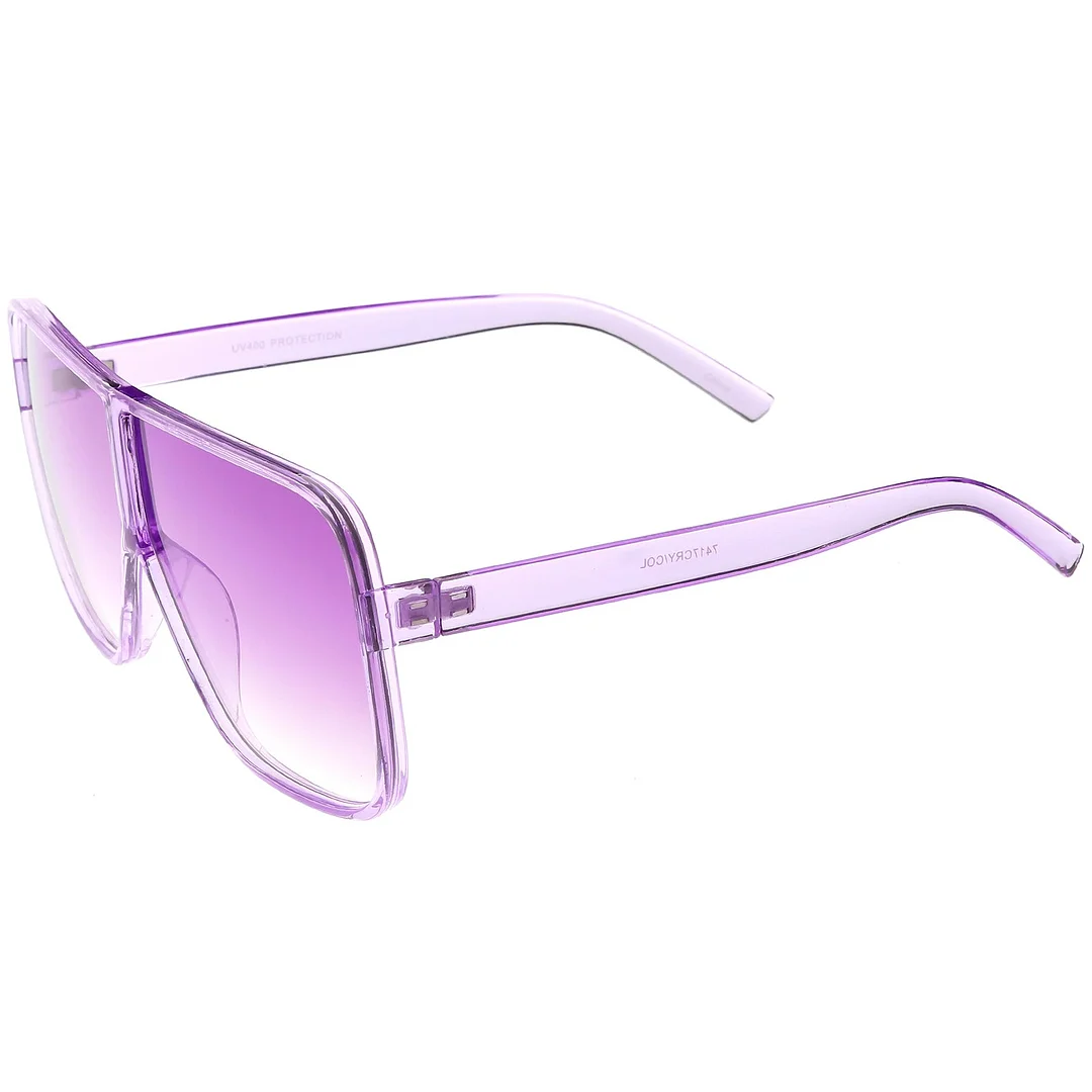 Oversize Translucent Square glasses Flat Top Color Tinted Lens 69mm