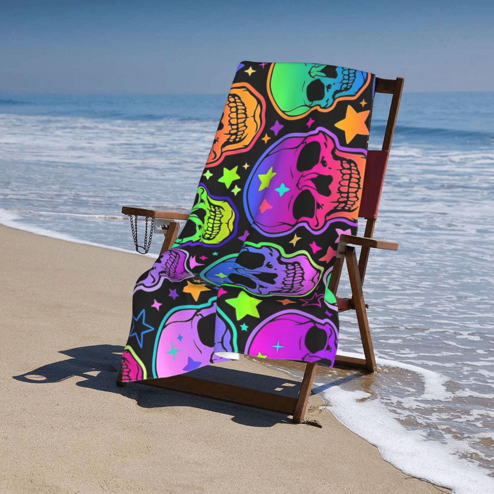 Comstylish Halloween Skull Print Bath Towel