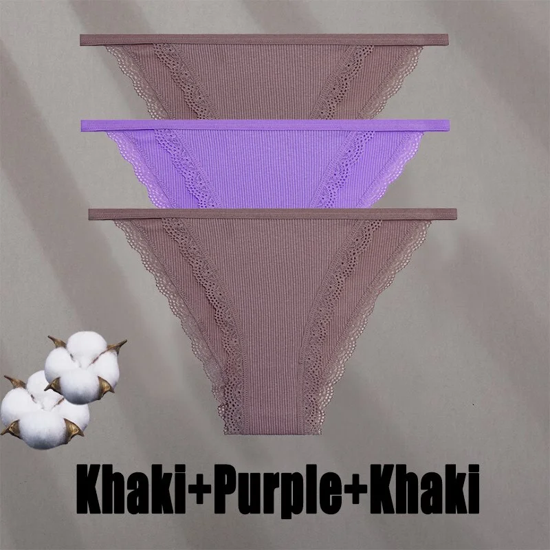 Billionm Women Sexy Lace Panties Cotton Breathable Underwear G-String Intimates Lingerie Female Solid Color Soft Underpants