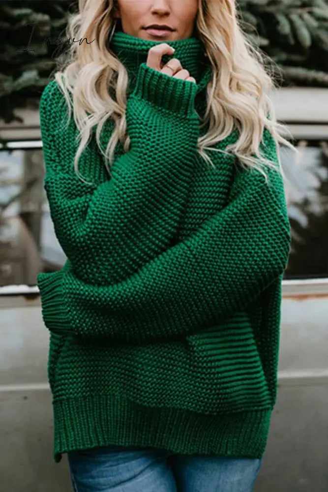 Ingvn - New Loose Style Turtleneck Sweater(3 Colors) S / Green Tops