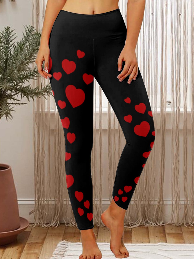 Valentines Day Heart Pattern Womens Tummy Control Legging socialshop