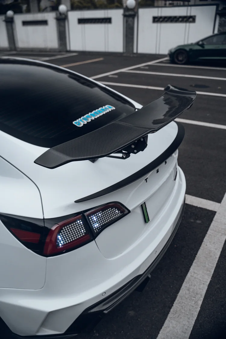 Tesla Model 3Y Electric Automatic Rear Spoiler Real Carbon Fiber Lift Tail  Spoiler