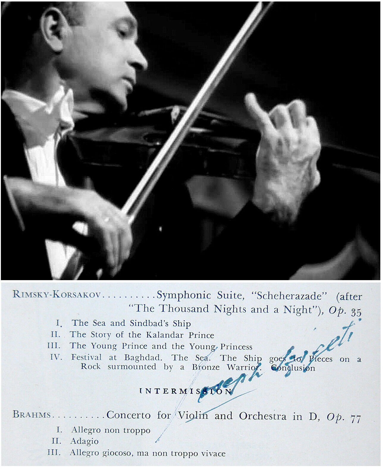 1943 Violinist JOSEPH SZIGETI Hand SIGNED AUTOGRAPH Recital PROGRAM + MAT+ Photo Poster painting