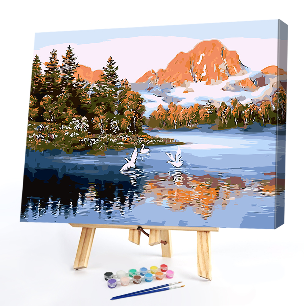 

40*50CM Paint By Numbers-Swans and Lake, 501 Original