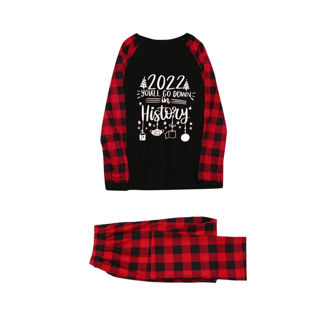 Christmas Parent-Child &ldquo;You'll Go Down&rdquo; Patterned Family Matching Pajamas Sets