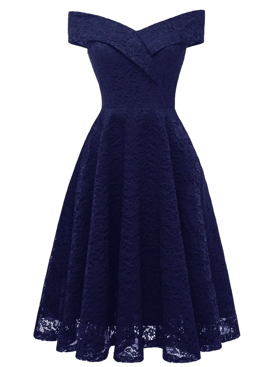 Sweet Ladylike V Neck Lace Dress