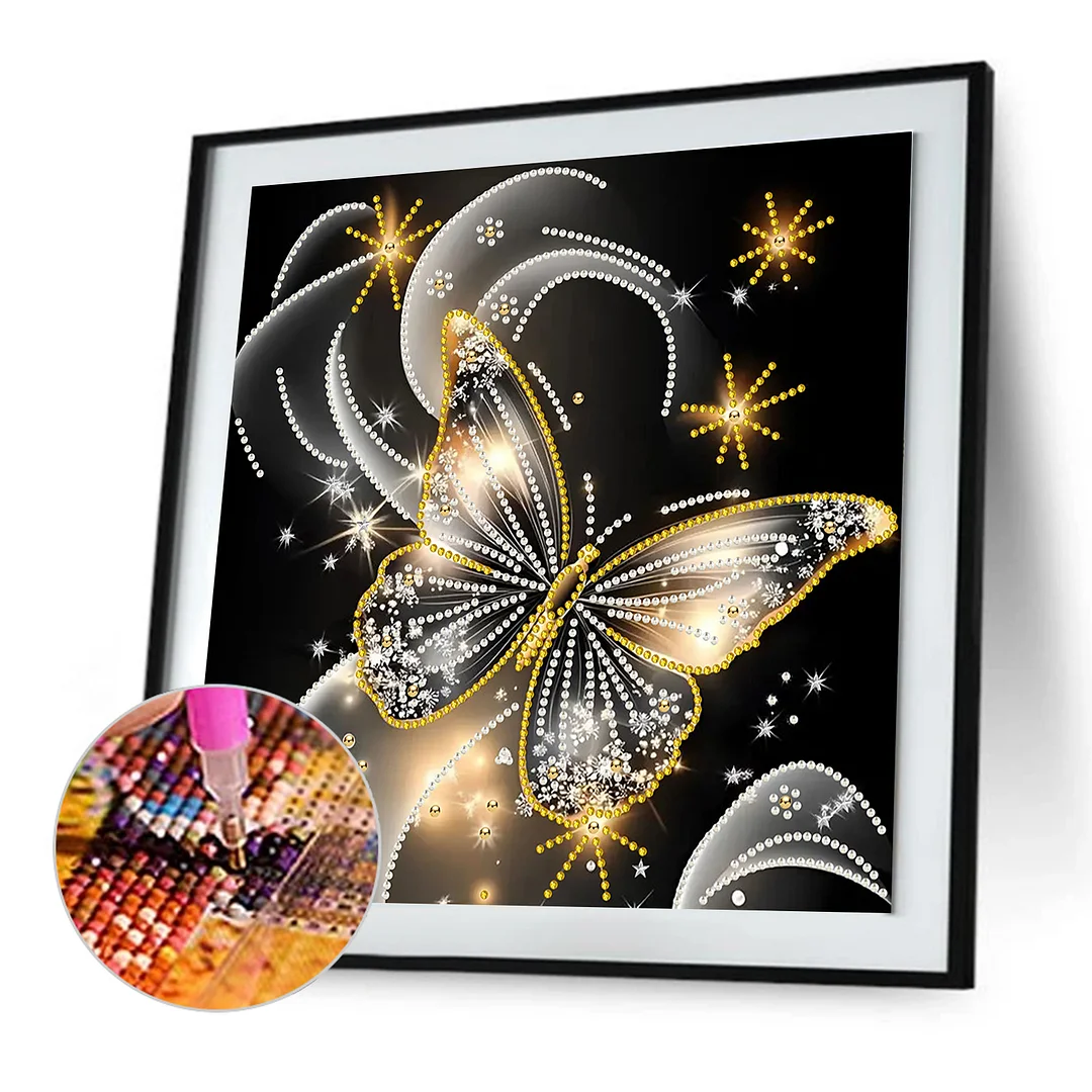 Dreamy Butterfly - Partial Special Shaped Drill Diamond Painting Kits (Canvas|30*30cm)