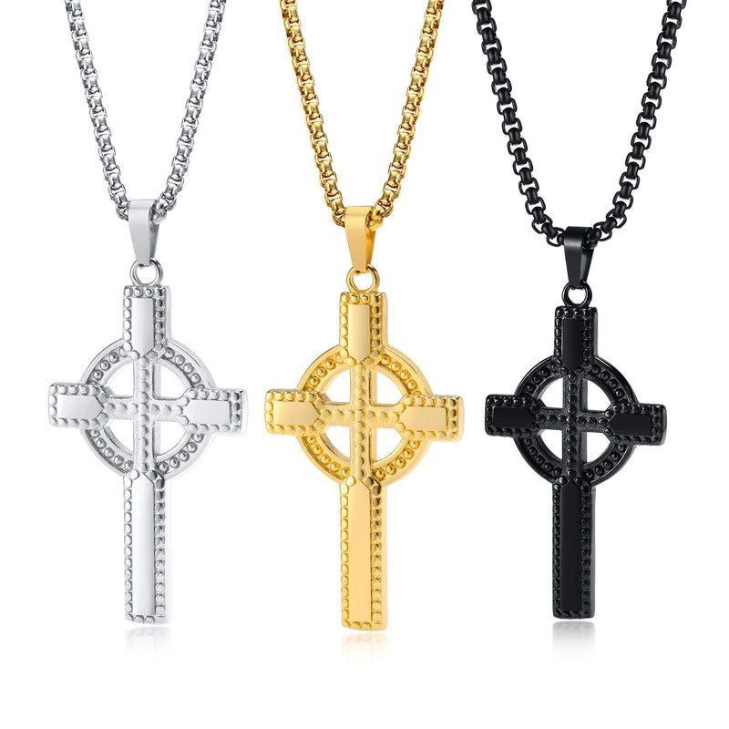 Jewelry Stainless Steel Celtic Cross Pendant Black Men’s Personalized Necklace PN-1558