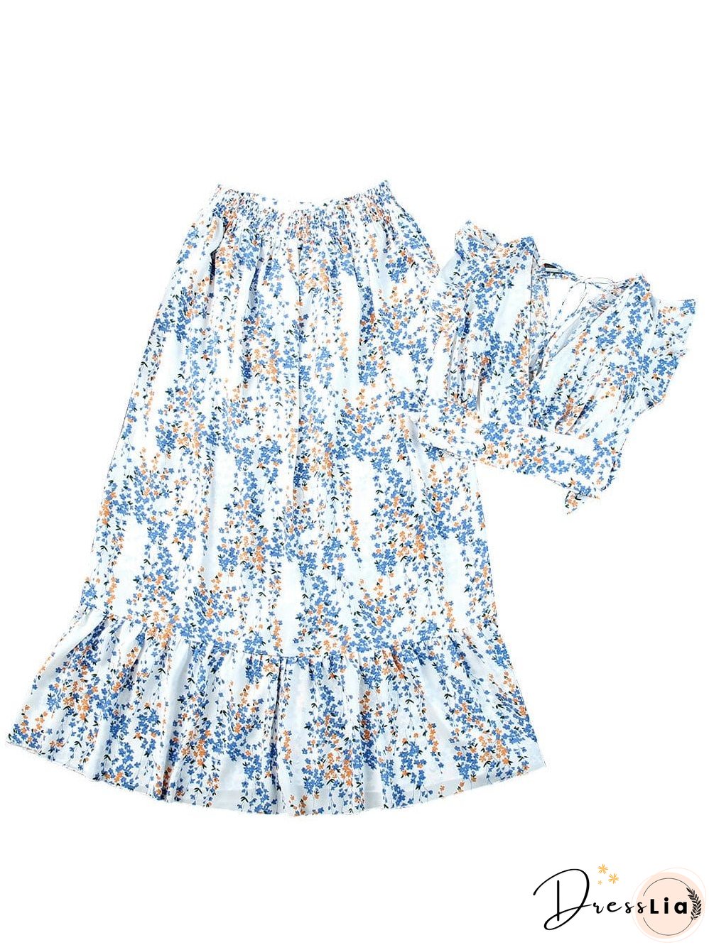 Floral White Bohemian Chic Two Piece Maxi Dress Set