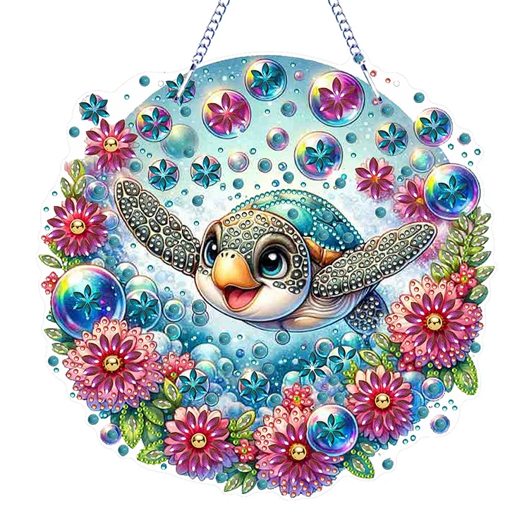 【Pendant】PET Double Sided Special Shaped Flower Turtle Diamond Painting Hanging Decor gbfke