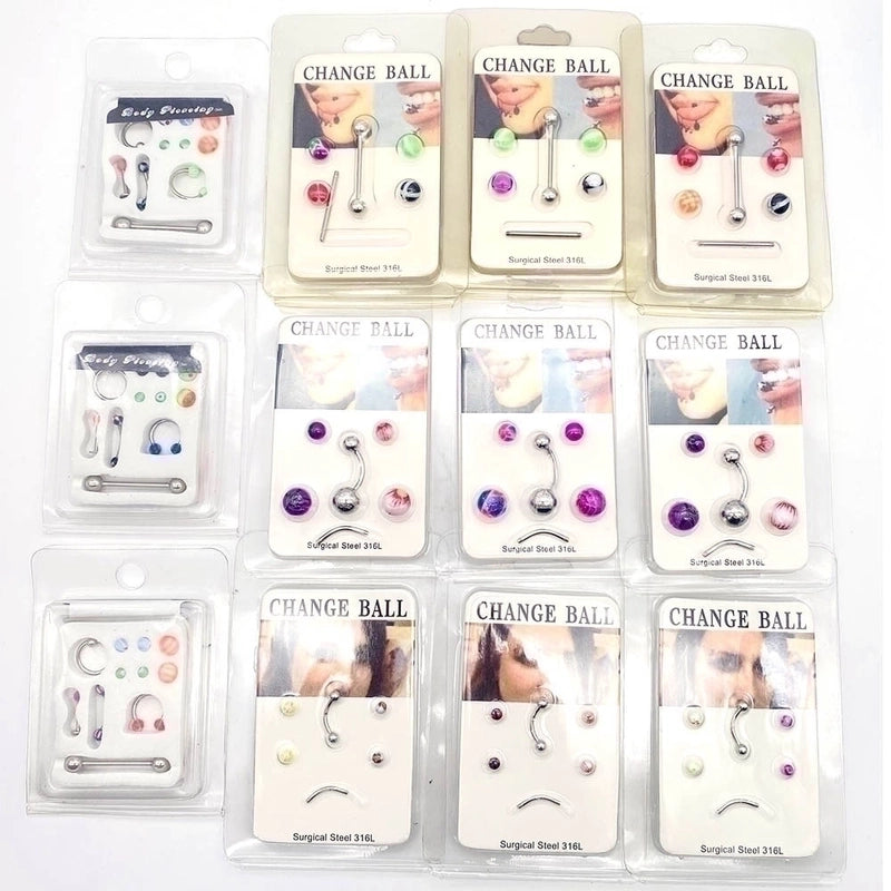 1 Set Lip Rings Minimalist Geometric Stainless Steel Plating Belly Ring Nose Ring Nose Studs