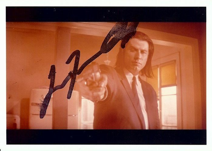 John Travolta Autographed 2.5 X 3.5 Photo Poster painting Pulp Fiction Shooting Gun GX31179