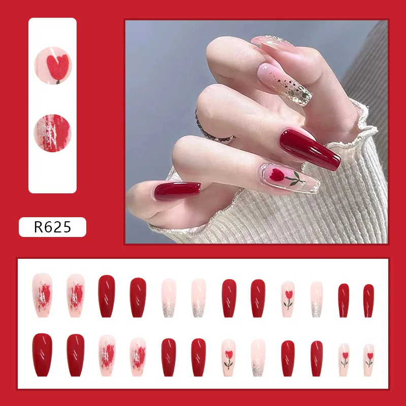 Cnneeds Pink Gradient Coffin Nails – Glossy Press On Nails for Women  