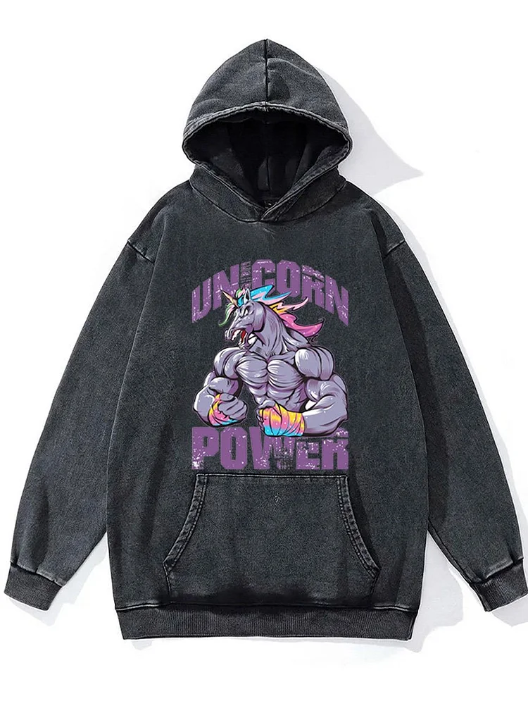 unicorn power Washed Gym Hoodie