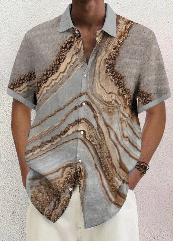Mens Art Print Casual Breathable Short Sleeve Shirt a5e8
