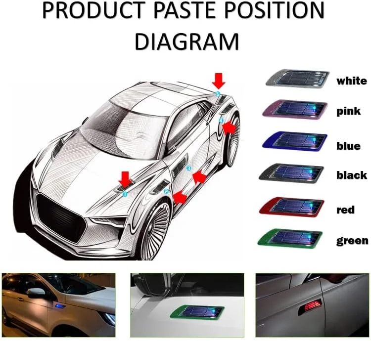 Universal Car Exterior Accessories -- Hood Scoop For Cars, Car Hood Vents With Cool Solar Warning Light, Car Vent Accessories. Cars, Pickup Trucks, SUVs, Exterior Automotive Accessories, A Pair. ( Col