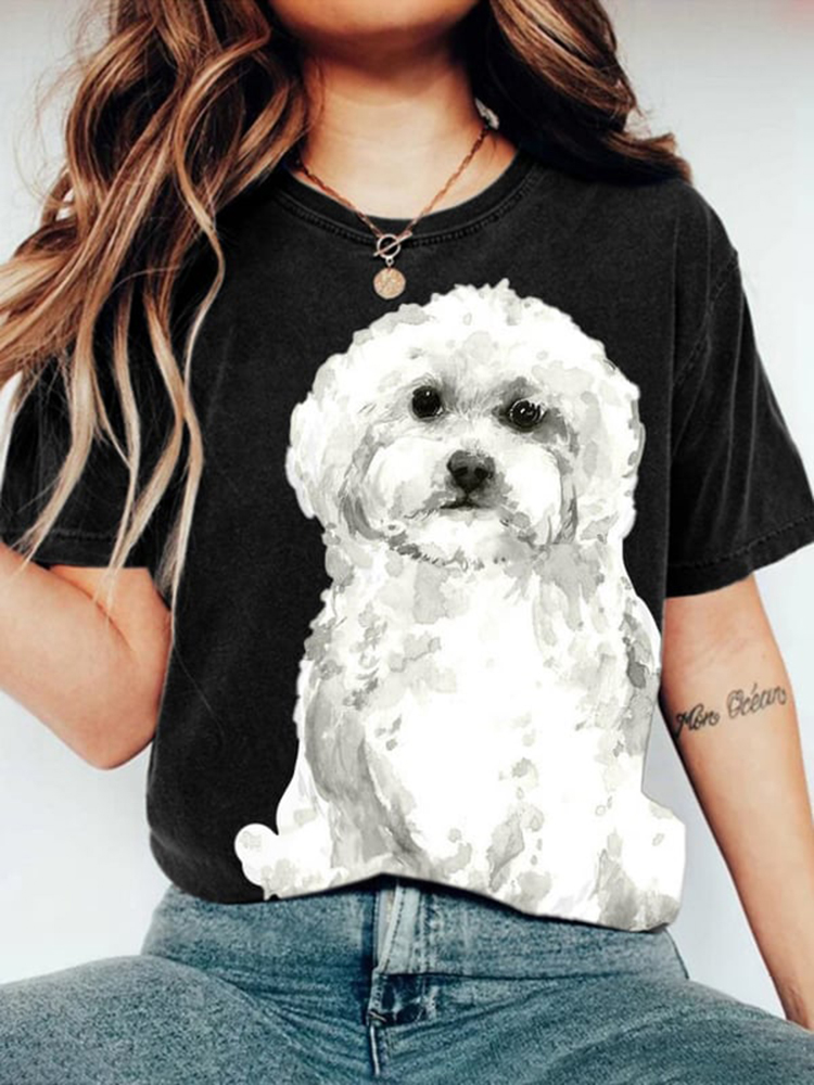 Comstylish Women'S Cute Puppy Dogs Print Short Sleeve T-Shirt