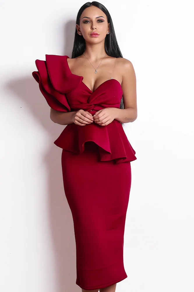 Gorgeous One Shoulder Sheath Prom Dress Long With Ruffles - lulusllly