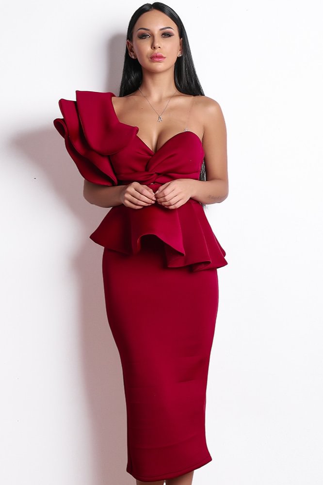 Gorgeous One Shoulder Sheath Prom Dress Long With Ruffles - lulusllly