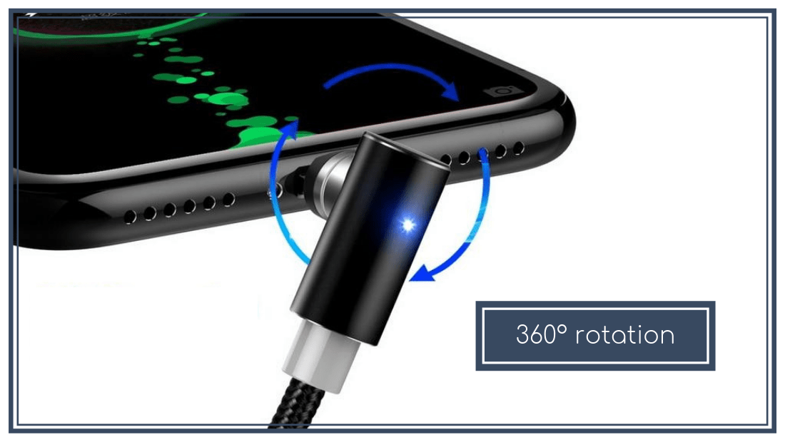 360 degrees rotating charging cable. Voltetron magnetic durable charging cables.