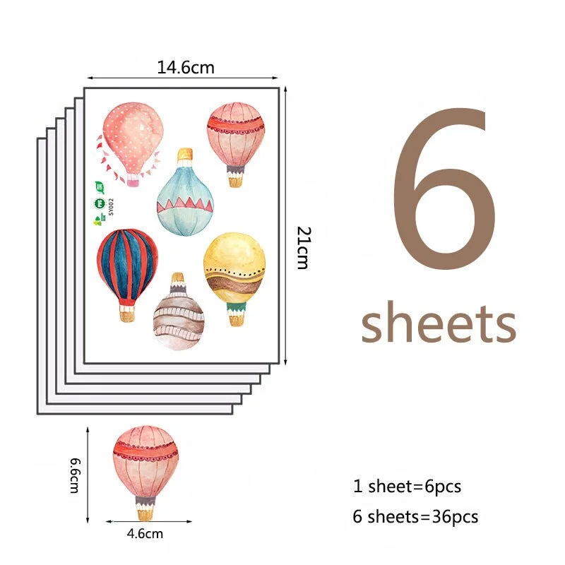 36pcs Macaron Hot Air Balloon Water color Wall Sticker Color Circle Wall Decals For Kids Room Baby Nursery Decoration Home Decor
