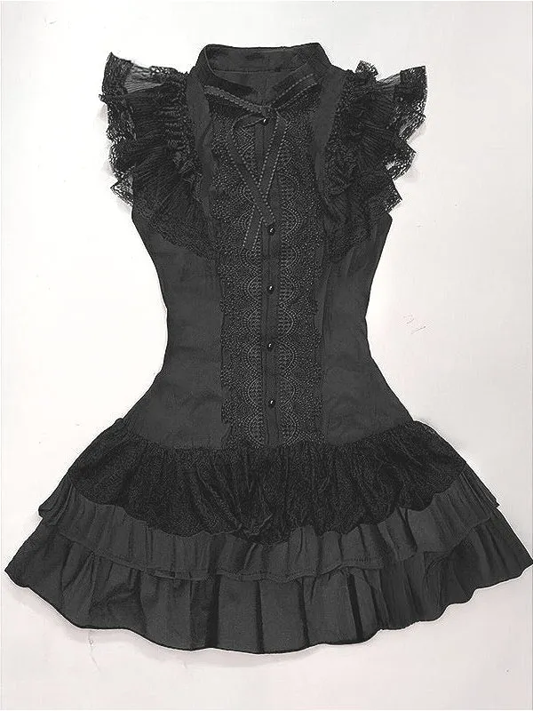 Dark Gothic Lace Patchwork Sleeveless Mini Dress