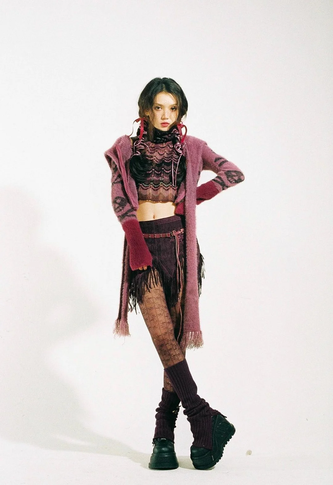 Brownm Gothic Skull Hooded Cardigan